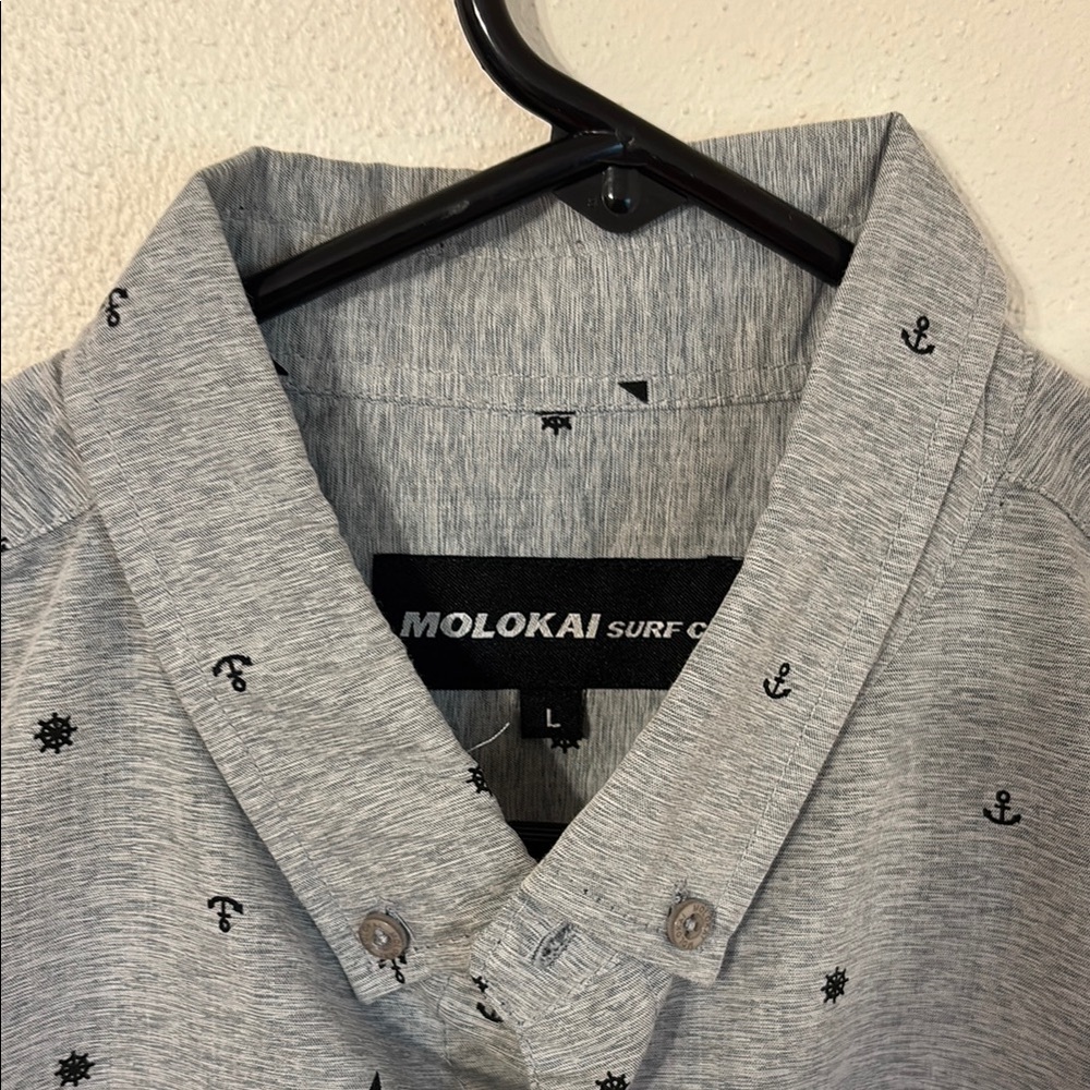 Molokai Surf Co. Gray Casual Button Down Shirt large NWOT - Picture 2 of 6